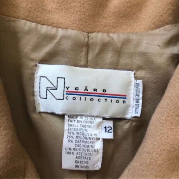 VINTAGE Camel Brown Wool & Cashmere Blend Coat - Picture 4 of 11